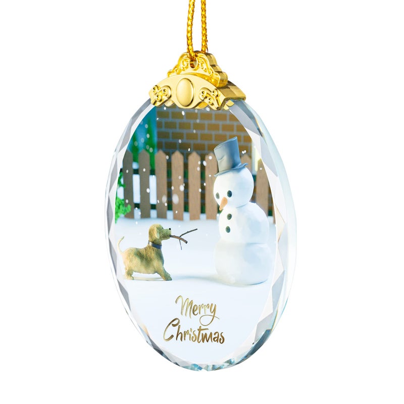 YouerCrystal Christmas Hanging Ornament 2024  Snowman Christmas Ornament Dog Shiny Decor Ornament Decoration for Christmas Tree  Crystal Home Decor Xmas Gifts (Dog and Snowman) - Image 3